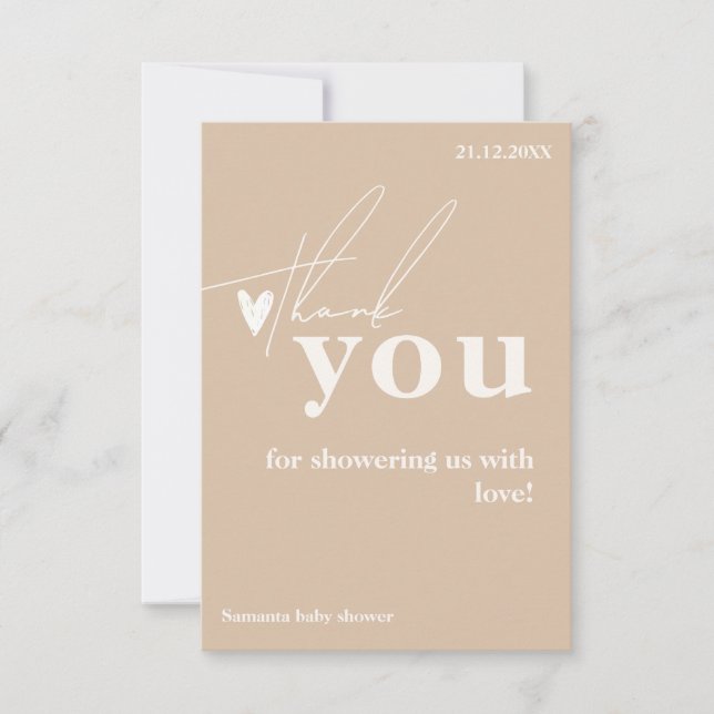 Oh Baby Boho Simple Heart Baby Shower Tack Kort (Framsida)