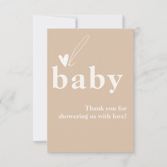 Oh Baby Boho Simple Heart Baby Shower Tack Kort (Framsida)