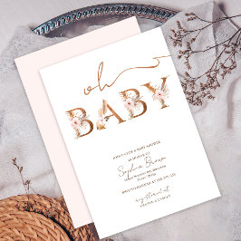 Oh Baby Boho Tropical Flowers Baby Shower Inbjudningar