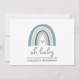 Oh Baby Boho Watercolor Rainbow Boy Shower Inbjudningar