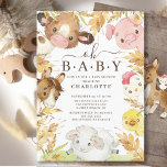 Oh Baby Boskap Shower-inbjudan Inbjudningar<br><div class="desc">Adabla barnyarddjur med de sötaste korna,  hästen,  gris,  kyckling,  baby chick och får ram. Vänd kortet om du vill visa ett rustiskt trä med våra söta vänner på gården. Besök vår butik för att visa hela vår Oj Baby-barnyard-samling</div>