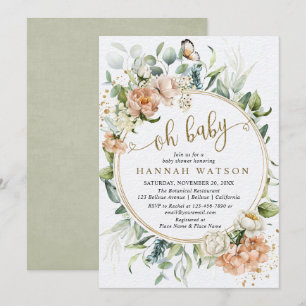 Oh Baby Botanical Ro Eucalyptus Baby Shower Inbjudningar