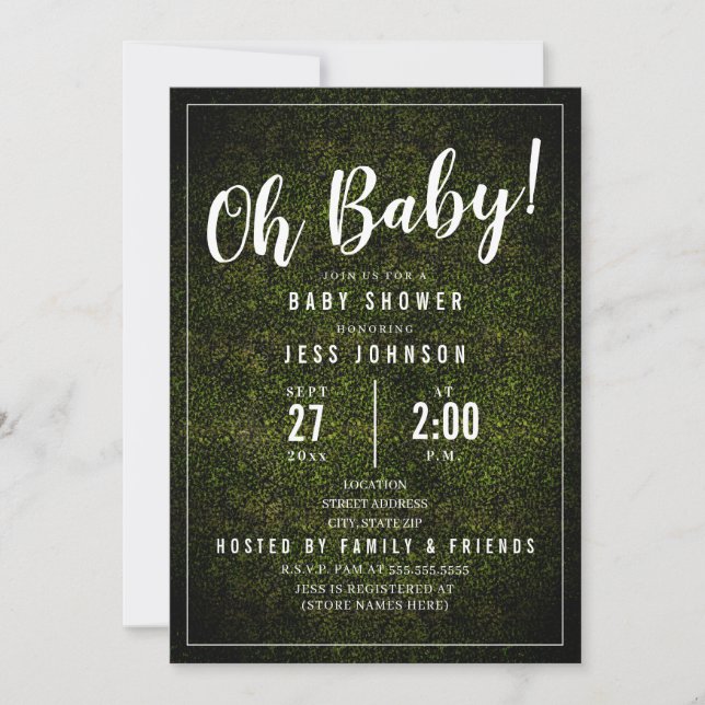 Oh Baby Boxwood Greenery Baby Shower Inbjudningar (Framsida)