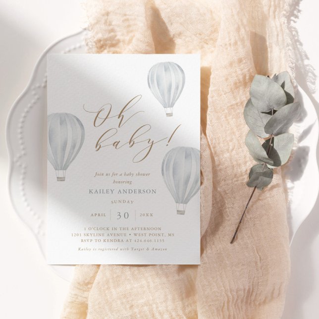 Oh Baby - Boy Baby Shower Luftballong Inbjudningar (Skapare uppladdad)