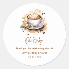 Oh Baby Brown Coffee Baby Shower Tack Runt Klistermärke