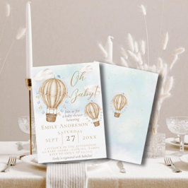 Oh Baby!Brown Luftballong flaggor Baby Shower Inbjudningar