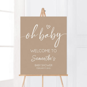 Oh Baby Brown Minimalist Välkommen Poster