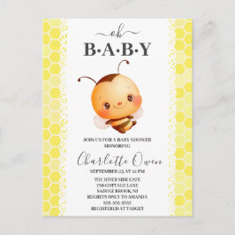 Oh Baby Bumblebee Baby Shower-inbjudan Vykort