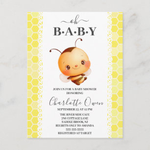 Oh Baby Bumblebee Baby Shower-inbjudan Vykort
