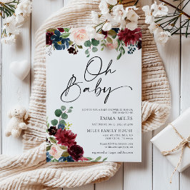 Oh Baby Burgundy Baby Shower-inbjudan Inbjudningar