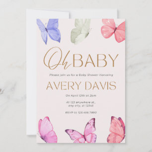 Oh Baby Butterflies Baby Shower-inbjudan Inbjudningar