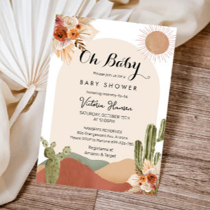 Oh Baby Cactus Desert Baby Shower Southwest Inbjudningar