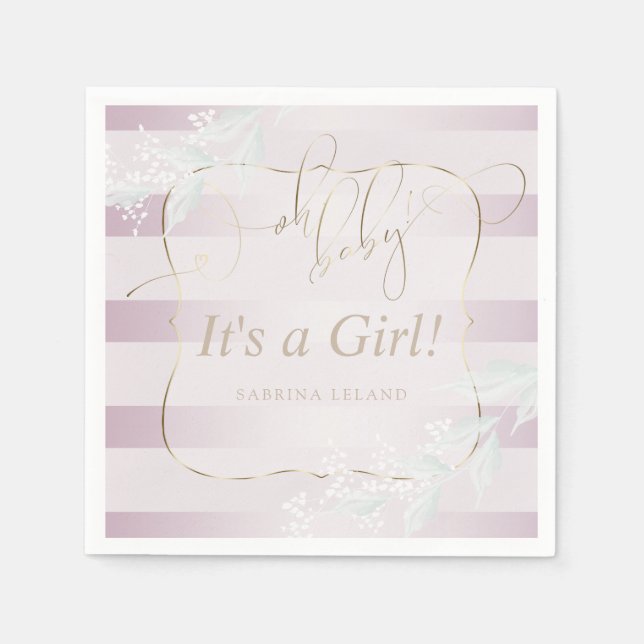 OH Baby! Calligraphy Ombré Ro Rosa Rand Pappersservett (Framsidan)