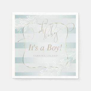 OH Baby! Calligraphy Ombré Teal Blue Rand Pappersservett
