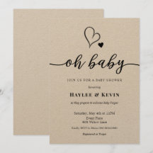 Oh Baby Calligraphy Shower-inbjudan