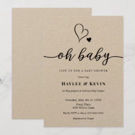 Oh Baby Calligraphy Shower-inbjudan Inbjudningar