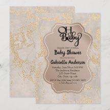 Oh Baby Champagne Foil Baby Shower-inbjudan