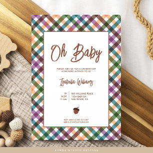 Oh Baby Checkered Baby Shower-inbjudan Inbjudningar