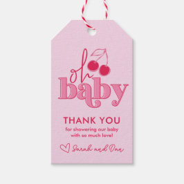 "Oh Baby" Cherry on Top Tack Gift Märkre Presentetikett