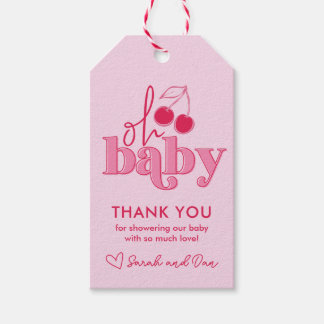 "Oh Baby" Cherry on Top Tack Gift Märkre Presentetikett
