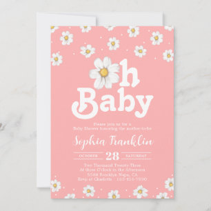 Oh Baby Chic Daisy  Rosa Hippie Baby Shower Inbjudningar