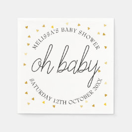Oh Baby Chic Script Guld Hjärt Baby Shower Pappersservett