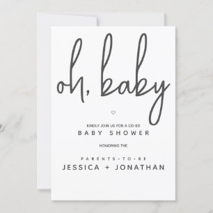 Oh baby Co-Ed minimal Simple Baby Shower Inbjudningar
