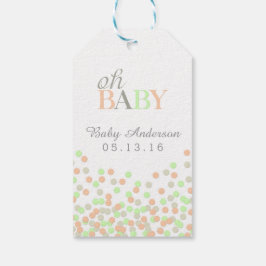 Oh Baby Confetti Baby Shower Märkre Coral Mint Presentetikett