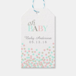 Oh Baby Confetti Baby Shower Märkre Rosa Blue Presentetikett