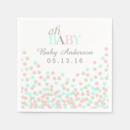 Oh Baby Confetti Baby Shower Napkin | Rosa Blue Pappersservett