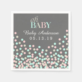 Oh Baby Confetti Baby Shower Napkin | Rosa Blue Pappersservett