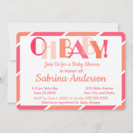 Oh Baby Coral Modern Typography Baby Shower Inbjudningar