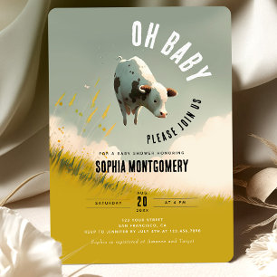 Oh Baby Cow Gender Neutral Baby Shower-inbjudan Inbjudningar