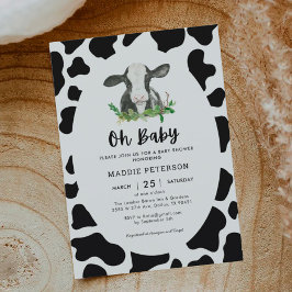 Oh Baby Cow Theme Boy Shower-inbjudan Inbjudningar