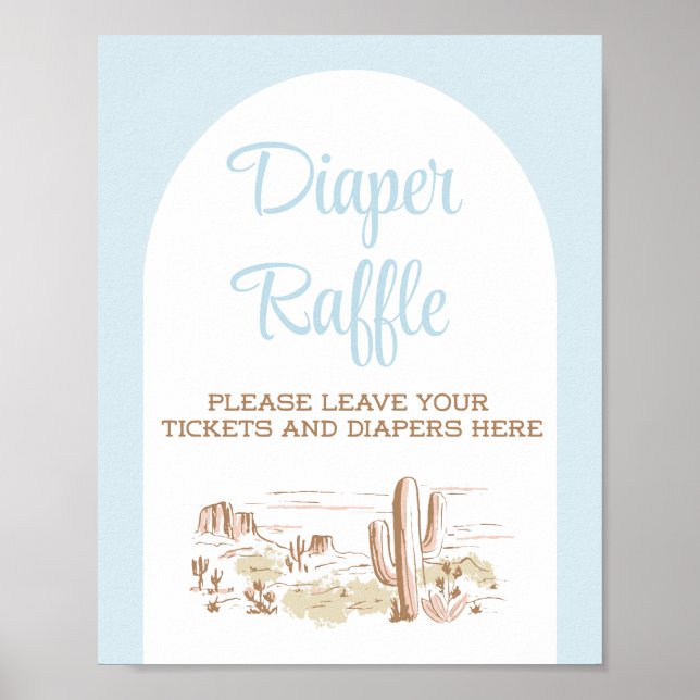 Oh Baby Cowboy Baby Shower Diaper Raffle Sign Poster (Framsidan)