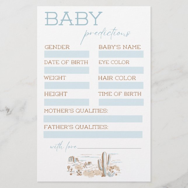 Oh Baby Cowboy Baby Shower Predictions (Framsida)