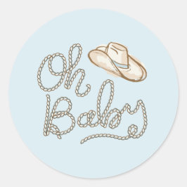 Oh Baby Cowboy Desert Baby Shower Sticker Runt Klistermärke