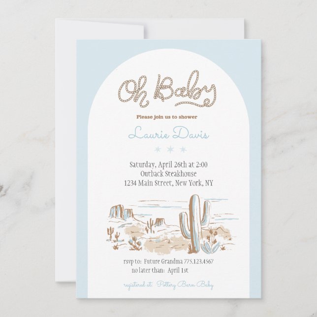 Oh Baby Cowboy Shower Invitation Inbjudningar (Framsida)