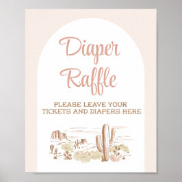 Oh Baby Cowgirl Baby Shower Diaper Raffle Sign Poster