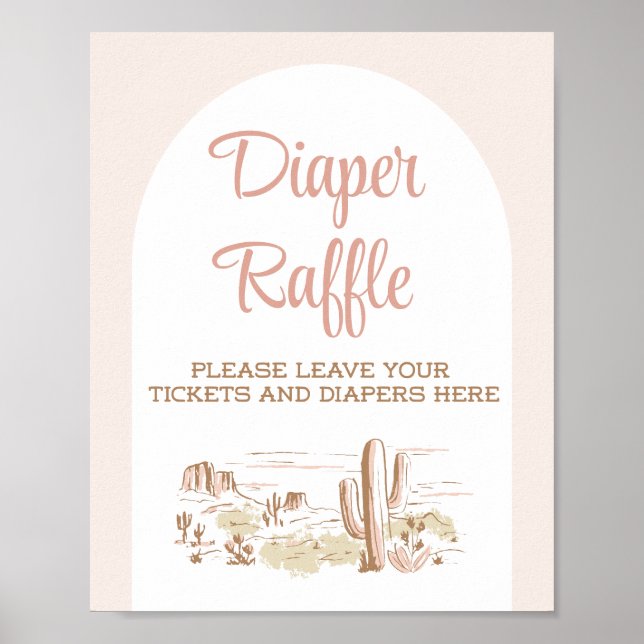 Oh Baby Cowgirl Baby Shower Diaper Raffle Sign Poster (Framsidan)