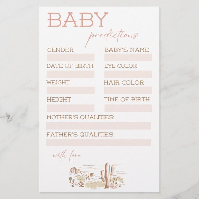 Oh Baby Cowgirl Baby Shower Predictions (Framsida)