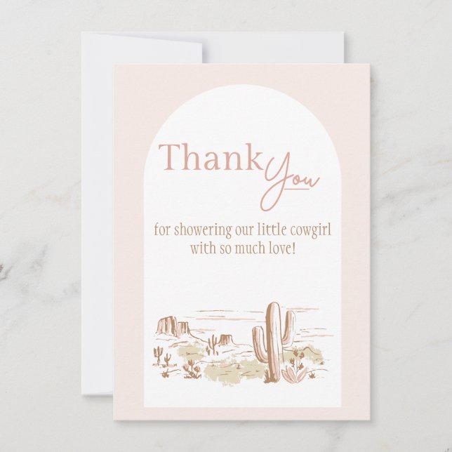 Oh Baby Cowgirl Flat Thank You Card Tack Kort (Framsida)
