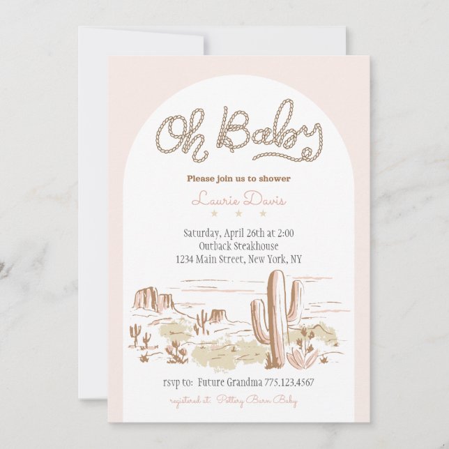 Oh Baby Cowgirl Shower Invitation Inbjudningar (Framsida)
