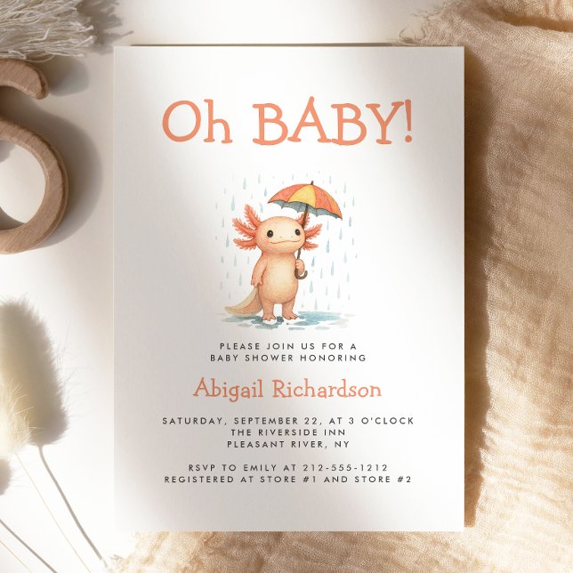 Oh Baby Cute Axolotl Baby Shower Inbjudningar (Skapare uppladdad)