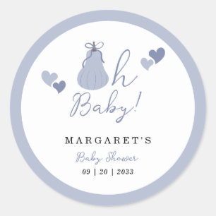 Oh Baby Cute Blue Pumpkin Bow Boy Shower Runt Klistermärke