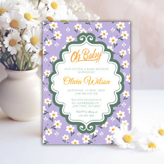 Oh Baby | cute Daisy Baby Shower Inbjudningar