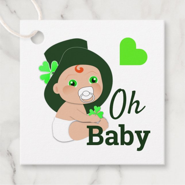 Oh Baby Cute Irish Baby Shower Gåvor Etiketter (Framsida)