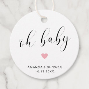 Oh Baby Cute Rosa Heart Girl Baby Shower Gåvor Etiketter