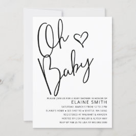 Oh Baby Cute Simple Gender Neutral Baby Shower Inbjudningar