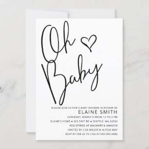 Oh Baby Cute Simple Gender Neutral Baby Shower Inbjudningar